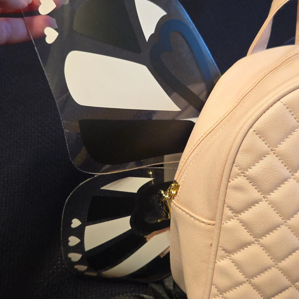 Betsey Johnson Rare Pink Quilted Backpack with Butterfly Wings! - Picture 3 of 8